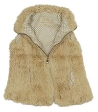 Béžová kožešinová podšitá vesta Zara
