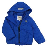 Kobaltově modrá šusťáková prošívaná zimní bunda s kapucí F&F