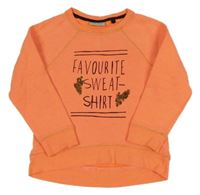 Neonově oranžová mikina s nápisem a flitry Next