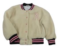 Smetanová huňatá podšitá baseballová bunda s písmenem Matalan