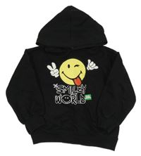 Černá mikina se smajlíkem a kapucí 