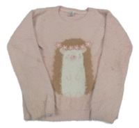Světlerůžový chlupatý svetr s ježkem Little kids