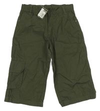 Nové - Khaki plátěné capri kalhoty Pepperts