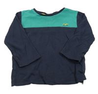 Tmavomodro-zelené triko s autem Next