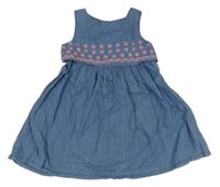 Modré riflové šaty s výšivkou Pepco