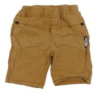 Béžové plátěné kraťasy s nápisem 