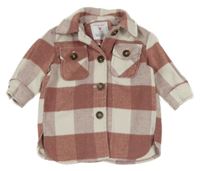 Starorůžovo-bílá kostkovaná košilová bunda Primark