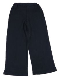 Tmavomodré vzorované culottes kalhoty H&M
