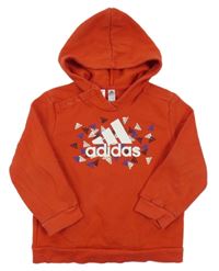 Červená mikina s logem a kapucí Adidas