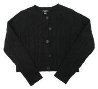 Černý vzorovaný propínací crop svetr New Look