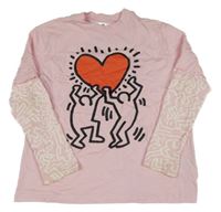 Světlerůžové triko s potiskem H&M