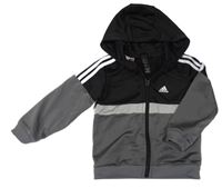 Černo-šedá propínací mikina s logem a kapucí Adidas