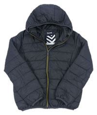 Tmavošedá melírovaná šusťáková zimní bunda s kapucí NUTMEG