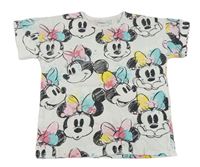 Bílé tričko s Minnie a barevnými skvrnkami Disney