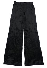 Černé flare plyšové kalhoty 