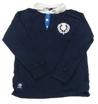 Tmavomodrá mikina s logem a límečkem SCOTLAND CLASSICS