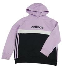 Levandulovo-bílo-černá mikina s kapucí Adidas