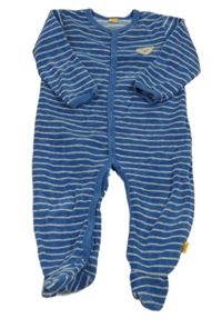 Modro-šedý pruhovaný sametový overal s medvídkem Steiff