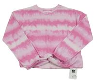 Nové - růžové batikované úpletové crop mikinotriko s překřížením St. Bernard