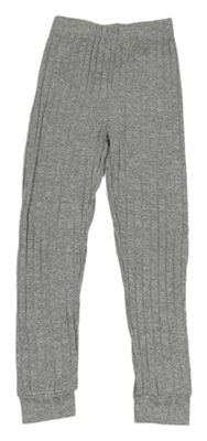 Šedé melírované žebrované úpletové kalhoty 