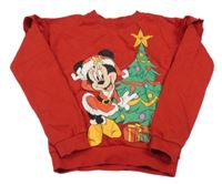 Červená vánoční mikina s Minnie a stromečkem a volánky Disney