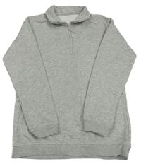 Šedá melírovaná mikina se zeměkoulí a límečkem Tu