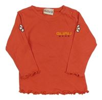 Jahodové triko s logem a květy GURU