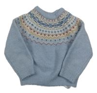 Světlemodrý melírovaný svetr se vzorem PRIMARK