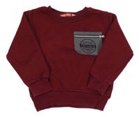 Vínová mikina se znakem s nápisy 