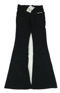 Nové - černé flare teplákové kalhoty s nápisem ZARA