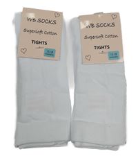 Nové - 2x - Bílé punčocháče