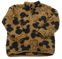 Hnědá huňatá mikina s Mickey Disney