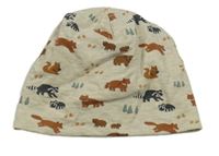 Světlešedá melírovaná čepice se zvířátky a stromečky H&M