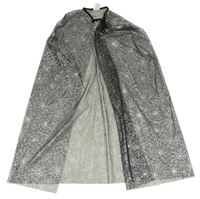 Kostým - Černo-stříbrný tylový plášť s pavučinkami