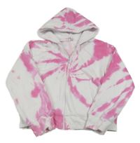 Bílo-tmavorůžová batikovaná propínací crop mikina s kapucí A2Z4 Kids