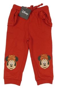 Nové - červené tepláky s Minnie a volánky Disney
