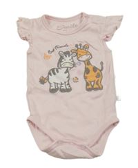 Světlerůžové body se zebrou a žirafou a volánky Smile