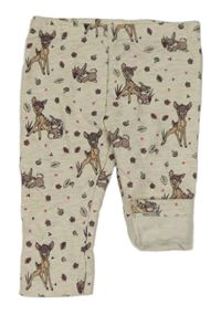 Světlešedo-smetanové melírované teplákové tepláky s Bambim Disney