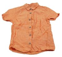 Lososová melírovaná lněná košile Next