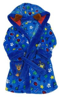 Cobaltově modro-safírový plyšový župan s kapucí - PAW PATROL - Chase nickelodeon