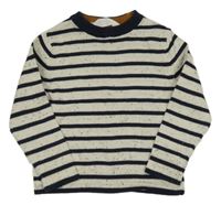 Smetanovo-tmavomodrý pruhovaný melírovaný svetr H&M