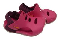 Tmavorůžovo-švestkové gumovo/semišové sandály s logem Nike vel. 23,5