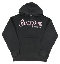 Černošedá oversize mikina s nápisem a kapsou a kapucí H&M