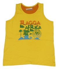 Tmavožluté tílko s nápisy a palmami 