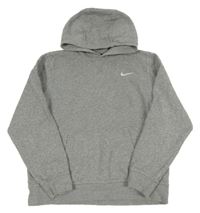 Šedá melírovaná mikina s logem a kapsou a kapucí Nike