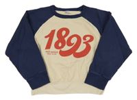 Smetanovo-tmavomodrá crop mikina s číslem PETIT BATEAU