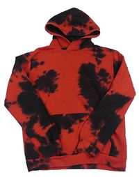 Červeno-černá batikovaná mikina s kapucí H&M