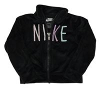 Černá plyšová propínací mikina s nápisem Nike
