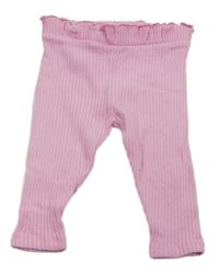 Růžové žebrované legíny s volánem River Island