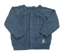 Tmavomodrý propínací svetr s výšivkou Nutmeg